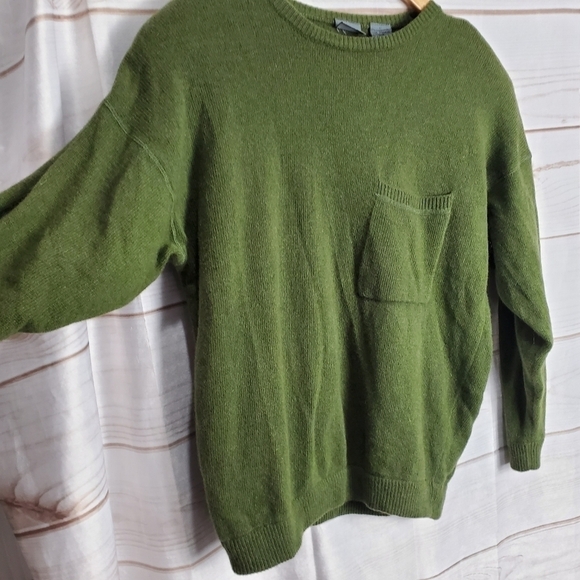 Vintage 90s Liz Wear Lambs Wool Green Pullover Long Sleeve Sweater Size Large - Picture 3 of 9